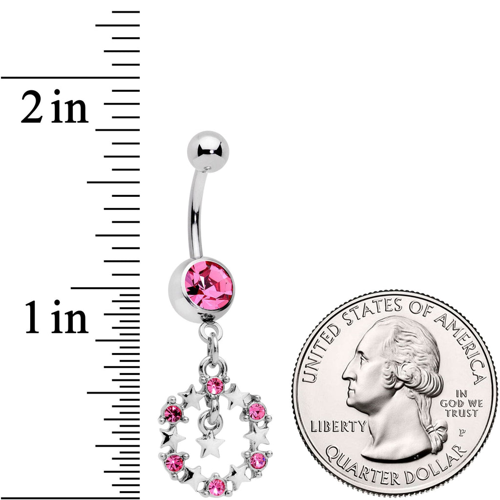 BodyCandy Pink Gem Constellation of Stars Dangle Belly Ring — detail and construction