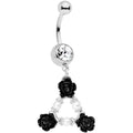 BodyCandy Clear Gem Triple Flower Triangle Dangle Belly Ring — main product shot