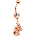 BodyCandy Clear Gem Rose Gold Tone Kitty Cat With A Corsage Dangle Belly Ring — main product shot