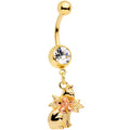 BodyCandy Clear Gem Gold Tone Kitty Cat With A Corsage Dangle Belly Ring — main product shot