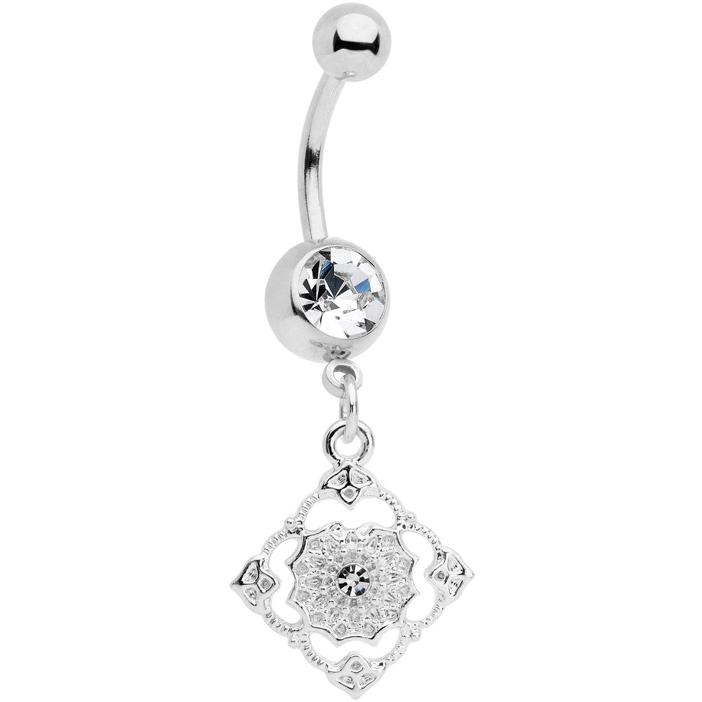 BodyCandy Clear Gem Art Deco Antique Style Elegance Dangle Belly Ring — main product shot