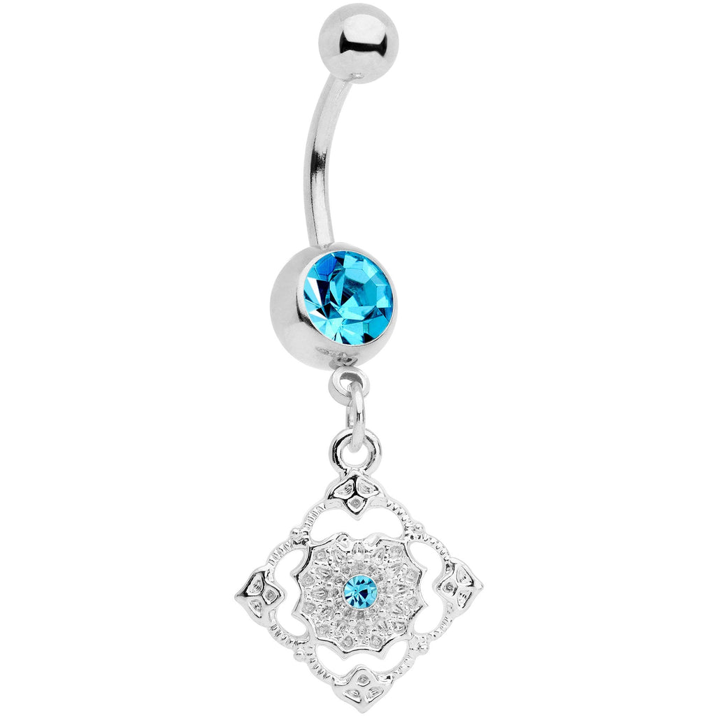 BodyCandy Blue Gem Art Deco Antique Style Elegance Dangle Belly Ring — main product shot