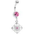 BodyCandy Pink Gem Art Deco Antique Style Elegance Dangle Belly Ring — main product shot