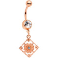 BodyCandy Clear Gem Rose Gold Tone Art Deco Elegance Dangle Belly Ring — main product shot