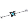 BodyCandy 14G Faux Turquoise Southwest Butterfly Industrial Barbell 38mm — main product shot