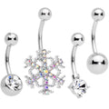 BodyCandy Clear Gem Holiday Season Winter Snowflake Belly Ring Set of 4 — main product shot