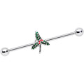 BodyCandy 14G Christmas Mistletoe Industrial Barbell 38mm — main product shot