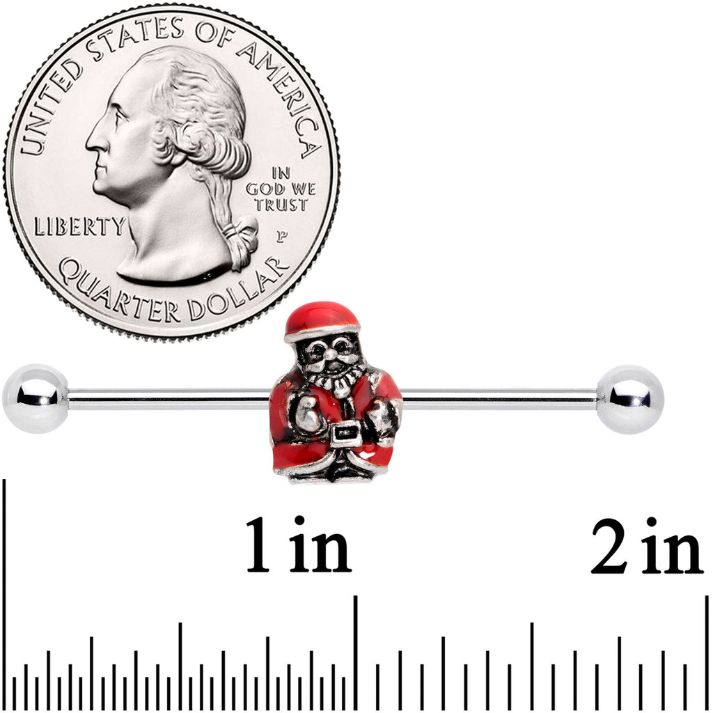 BodyCandy 14G Red Santa Claus Industrial Barbell 38mm — detail and construction