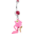 BodyCandy Pink Gems Tricolor Rose Flower and Stiletto Heel Dangle Belly Ring — main product shot