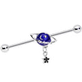 BodyCandy 14G Blue Gem Interplanetary Star Saturn Industrial Barbell 38mm — main product shot
