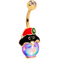 BodyCandy Clear Gem Gold Tone Iridescent Holiday Penguin Belly Ring — main product shot