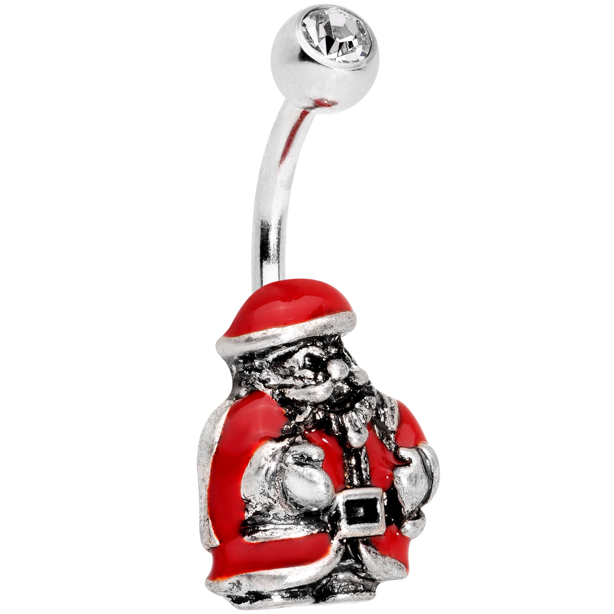 BodyCandy Clear Gem Christmastime Little Santa Claus Belly Ring — main product shot