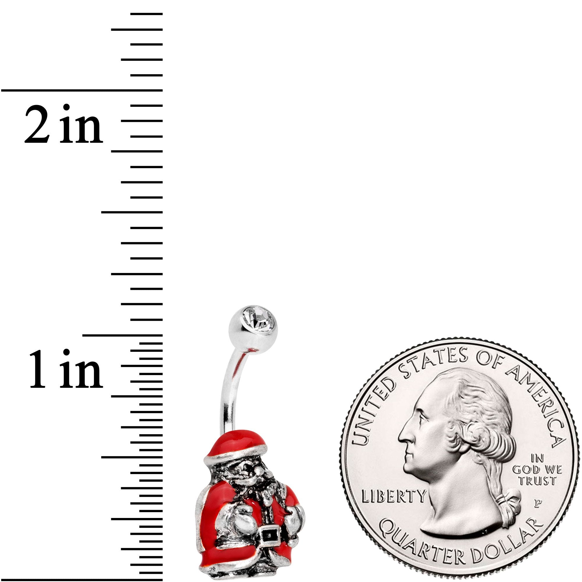 BodyCandy Clear Gem Christmastime Little Santa Claus Belly Ring — detail and construction