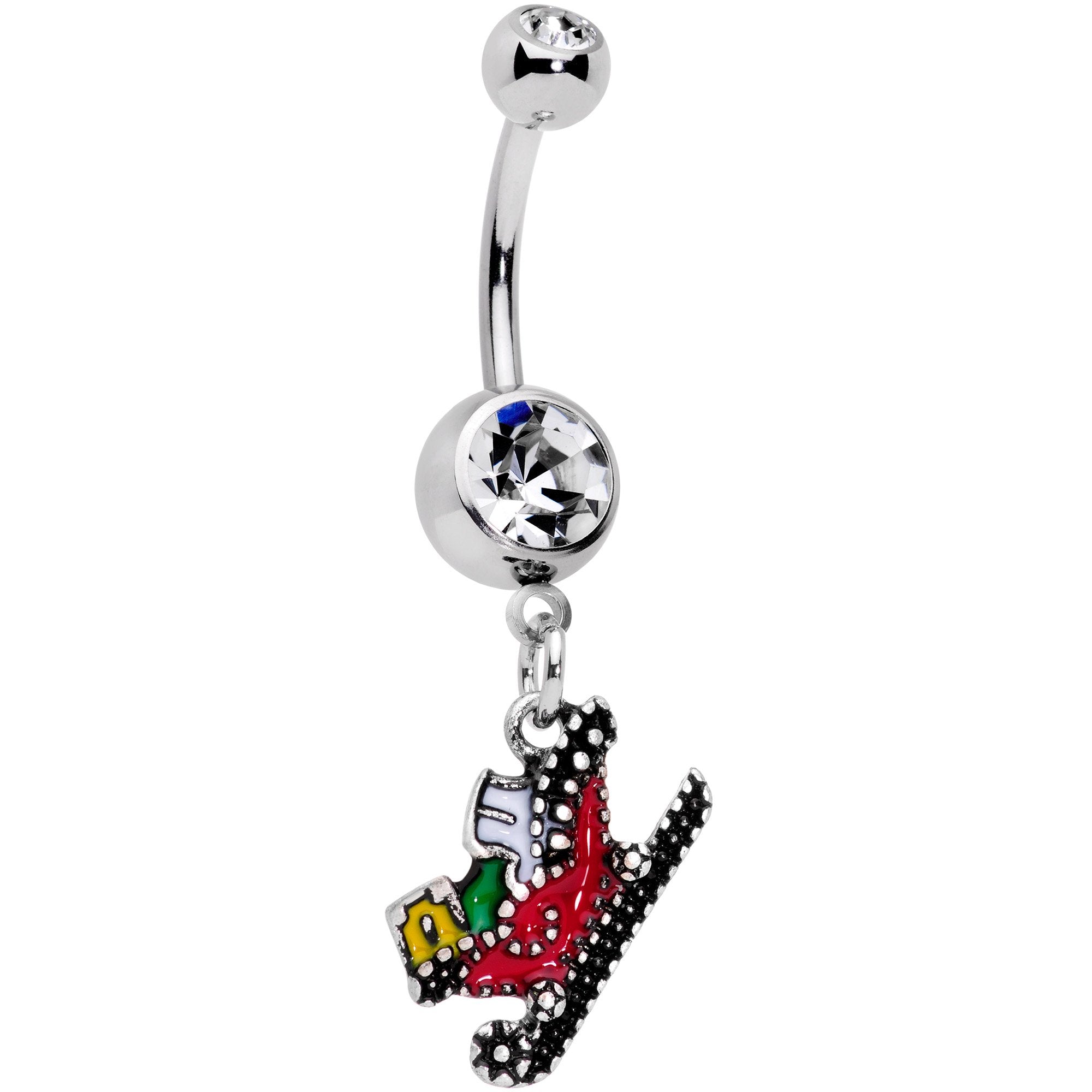 BodyCandy Clear Gem Happy Holidays Santas Sleigh Dangle Belly Ring — main product shot