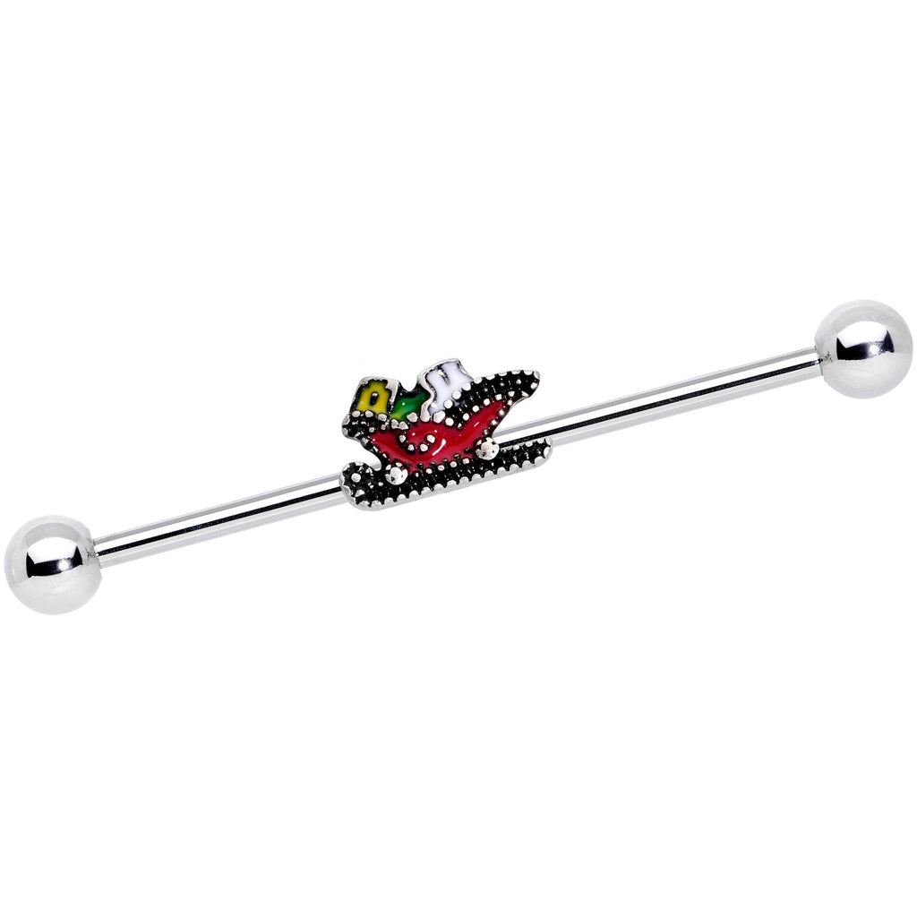 BodyCandy 14G Santas Sleigh Ride Industrial Barbell 38mm — main product shot