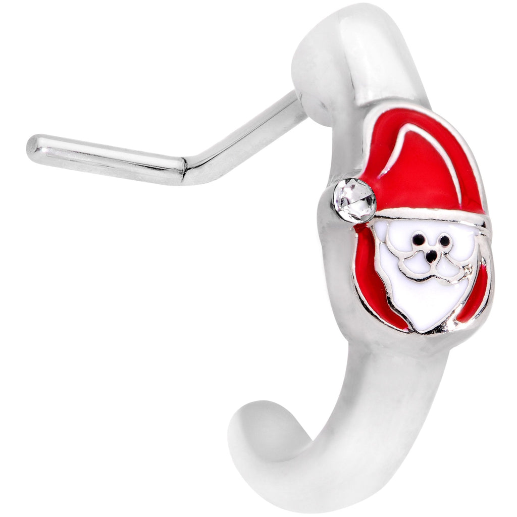 BodyCandy 20G Clear Gem Happy Santa Faux Hoop L Shaped Nose Ring — main product shot