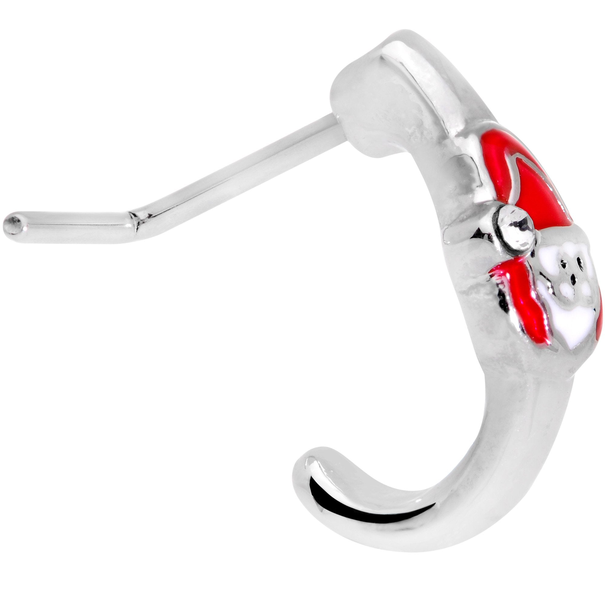 BodyCandy 20G Clear Gem Happy Santa Faux Hoop L Shaped Nose Ring — lifestyle context
