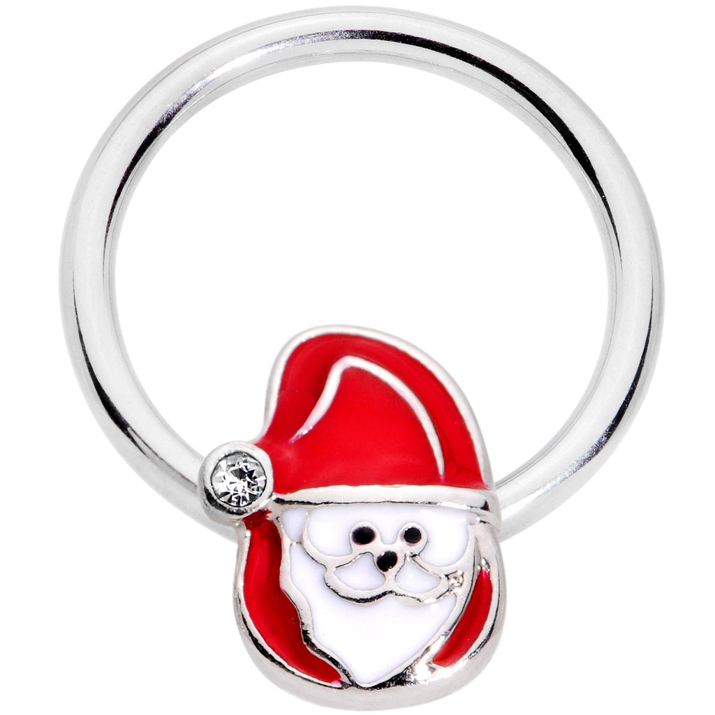 BodyCandy 16G 3/8 Clear Gem Happy Santa BCR Captive Ring — main product shot