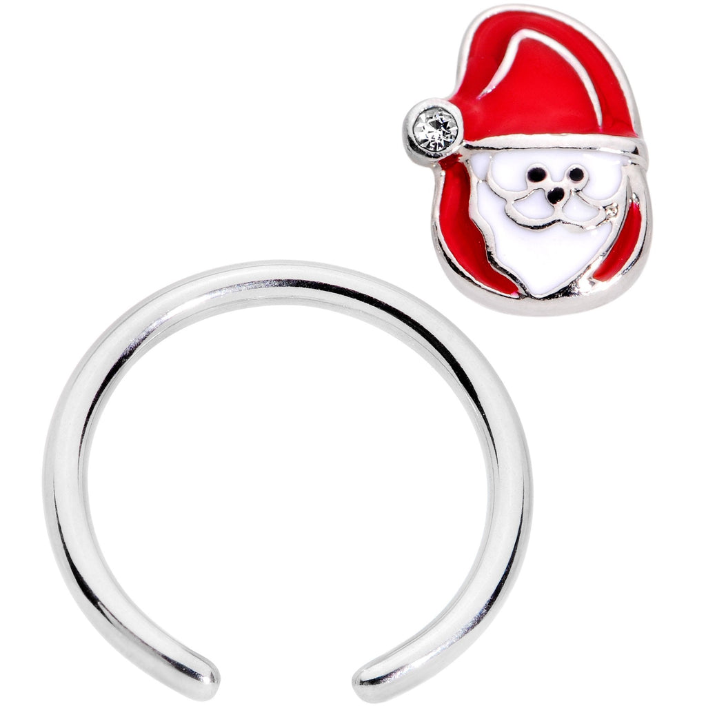 BodyCandy 16G 3/8 Clear Gem Happy Santa BCR Captive Ring — lifestyle context