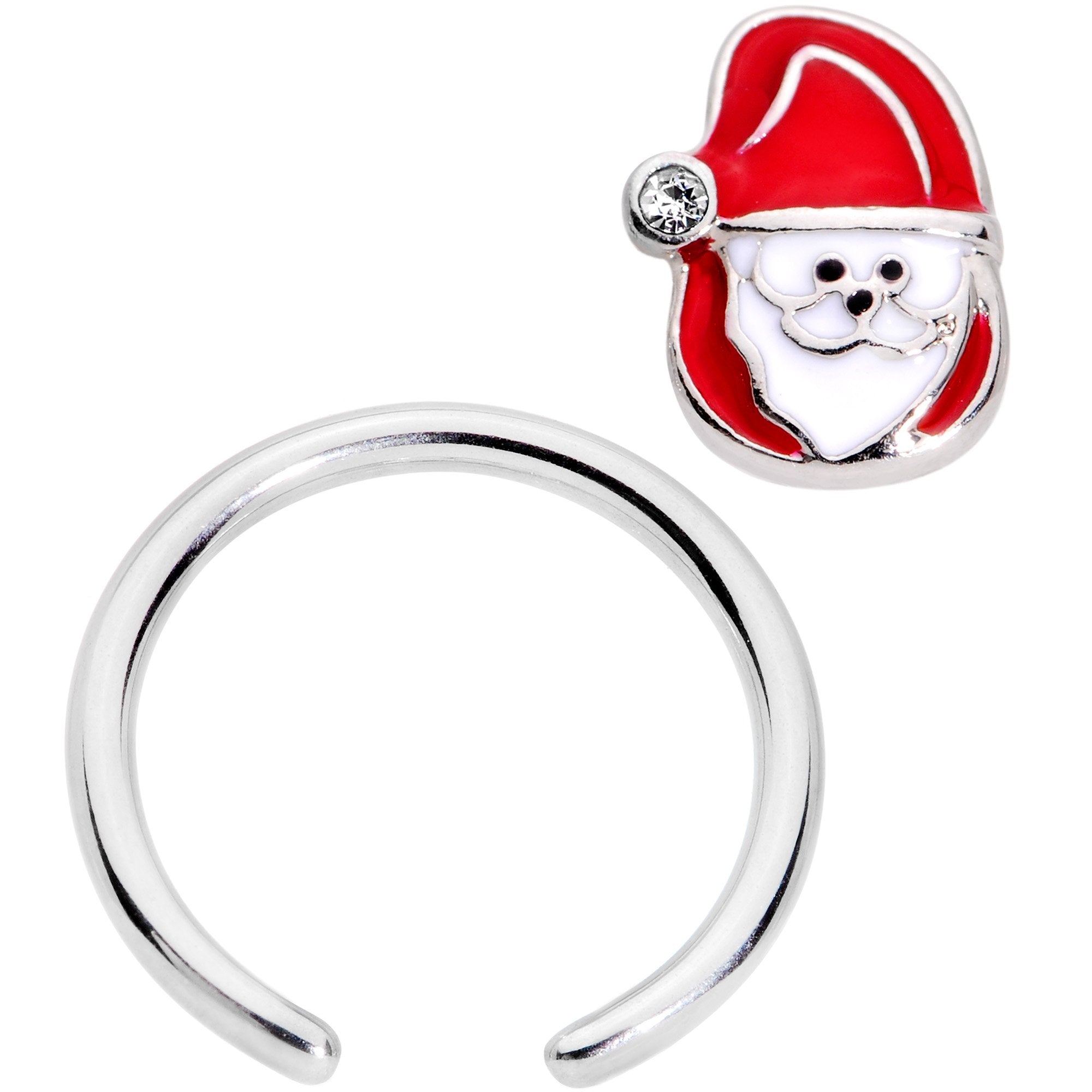 BodyCandy 16G 3/8 Clear Gem Happy Santa BCR Captive Ring — lifestyle context
