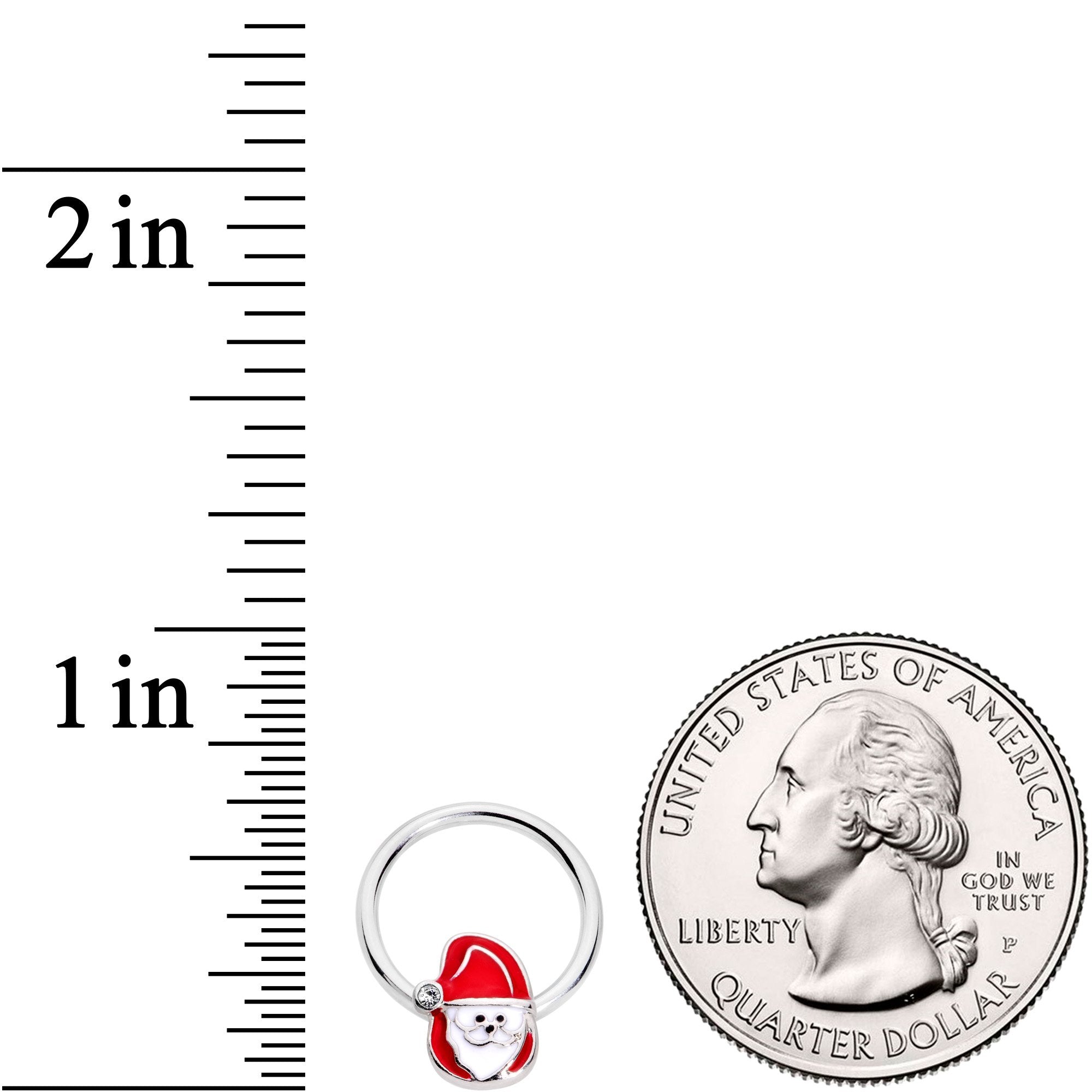 BodyCandy 16G 3/8 Clear Gem Happy Santa BCR Captive Ring — branding close-up
