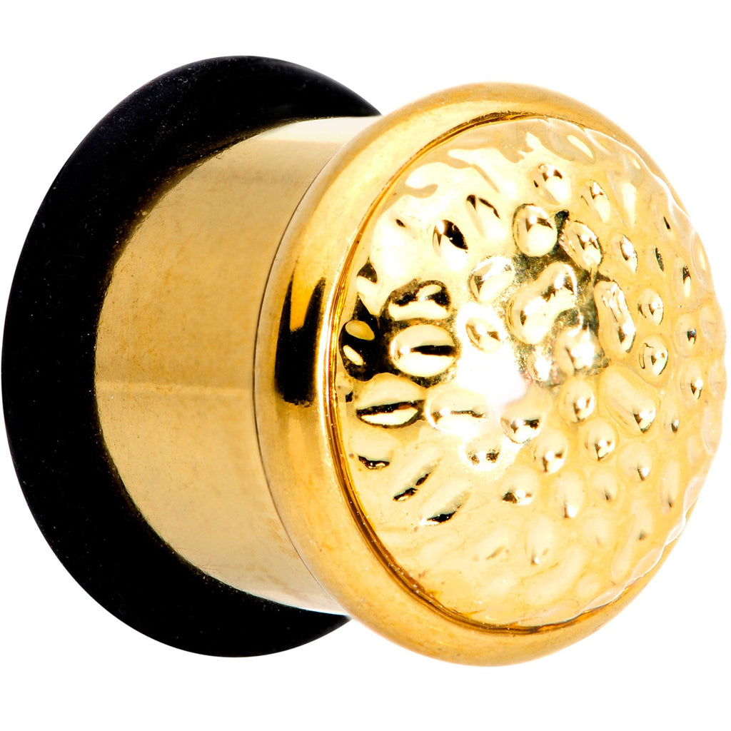 BodyCandy Gold Tone Hammered Finish Single Flare Plug Set 6mm to 16mm Sizes — detail and construction
