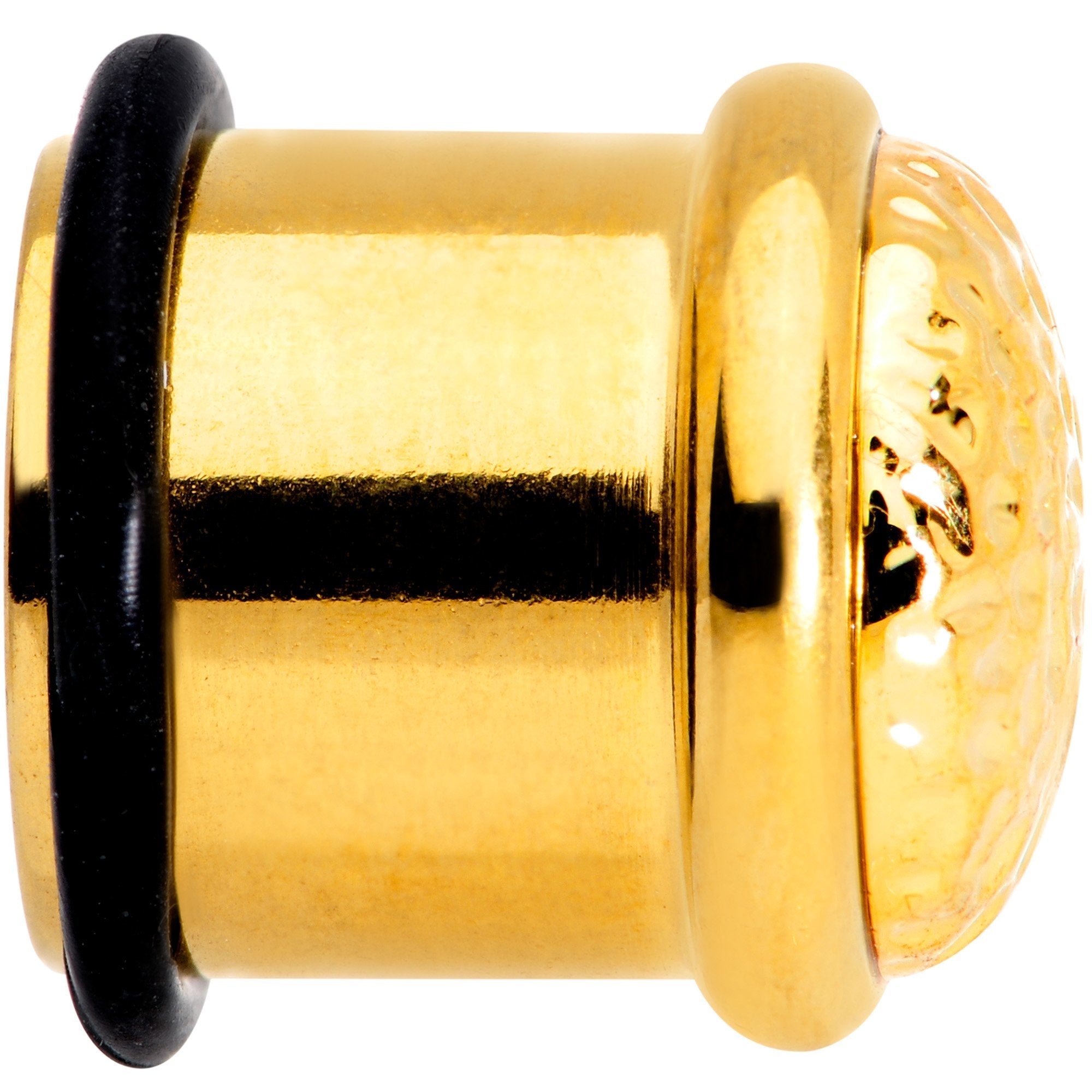 BodyCandy Gold Tone Hammered Finish Single Flare Plug Set 6mm to 16mm Sizes — branding close-up