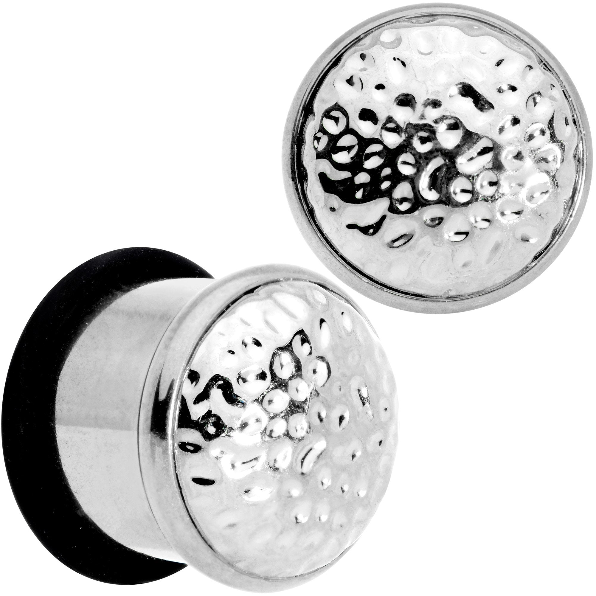 BodyCandy Hammered Finish Single Flare Plug Set 6mm to 16mm Sizes — texture detail