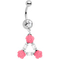 BodyCandy Clear Gem Triangle of Roses Dangle Belly Ring — main product shot