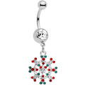 BodyCandy Red Green Gem Winter Blizzard Dangle Belly Ring — main product shot