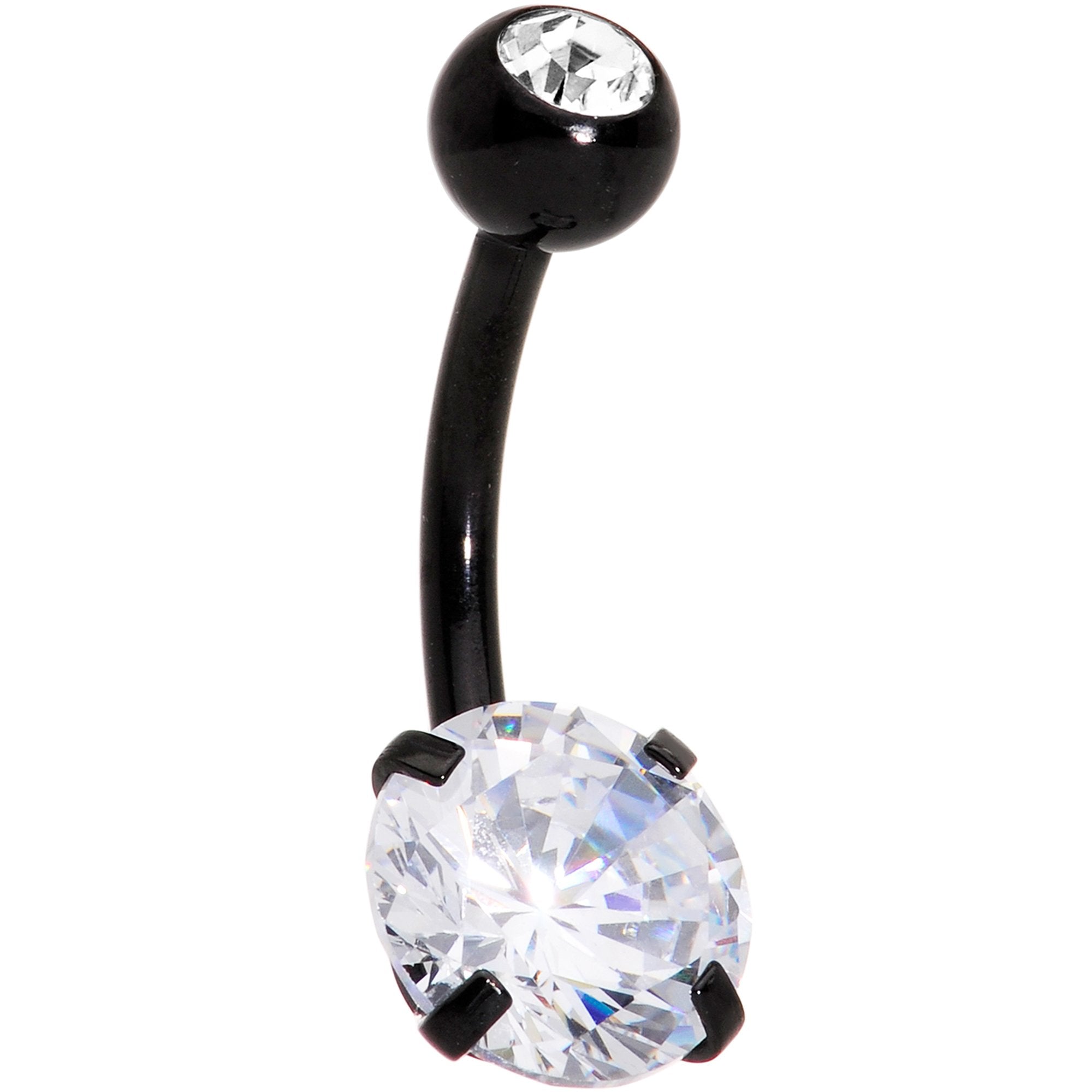 BodyCandy Clear Gem Black Large and Small Gem Belly Ring — main product shot