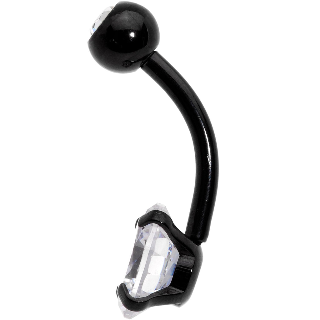 BodyCandy Clear Gem Black Large and Small Gem Belly Ring — detail and construction