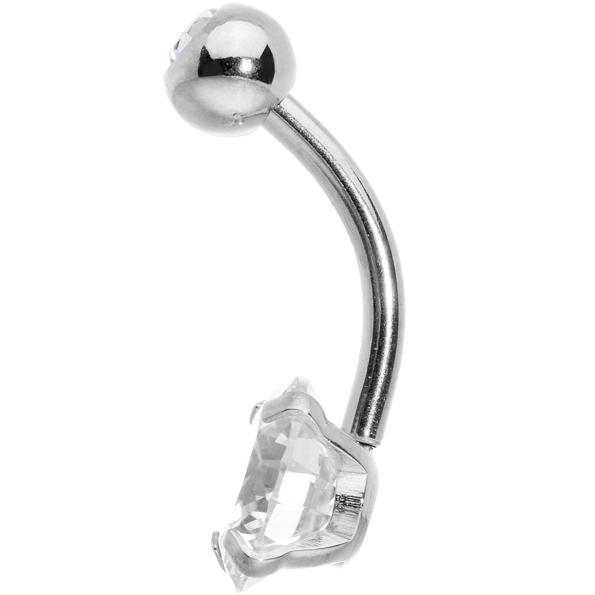 BodyCandy Clear Gem Large and Small Gem Belly Ring — detail and construction
