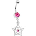 BodyCandy Pink Gem Star and Snow Flower Dangle Belly Ring — main product shot
