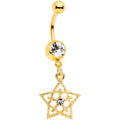 BodyCandy Clear Gem Gold Tone Star and Snow Flower Dangle Belly Ring — main product shot
