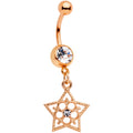 BodyCandy Clear Gem Rose Gold Tone Star and Snow Flower Dangle Belly Ring — main product shot