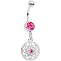 BodyCandy Pink Gem Ring Around a Snowflake Dangle Belly Ring — main product shot