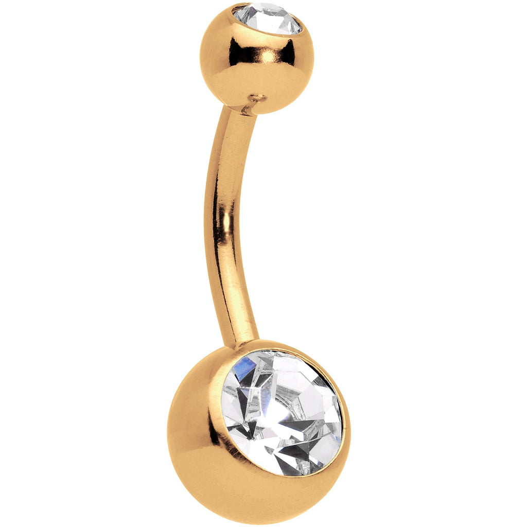 BodyCandy Clear Gem Gold Tone Winter Snowflake Belly Ring Set of 4 — lifestyle context