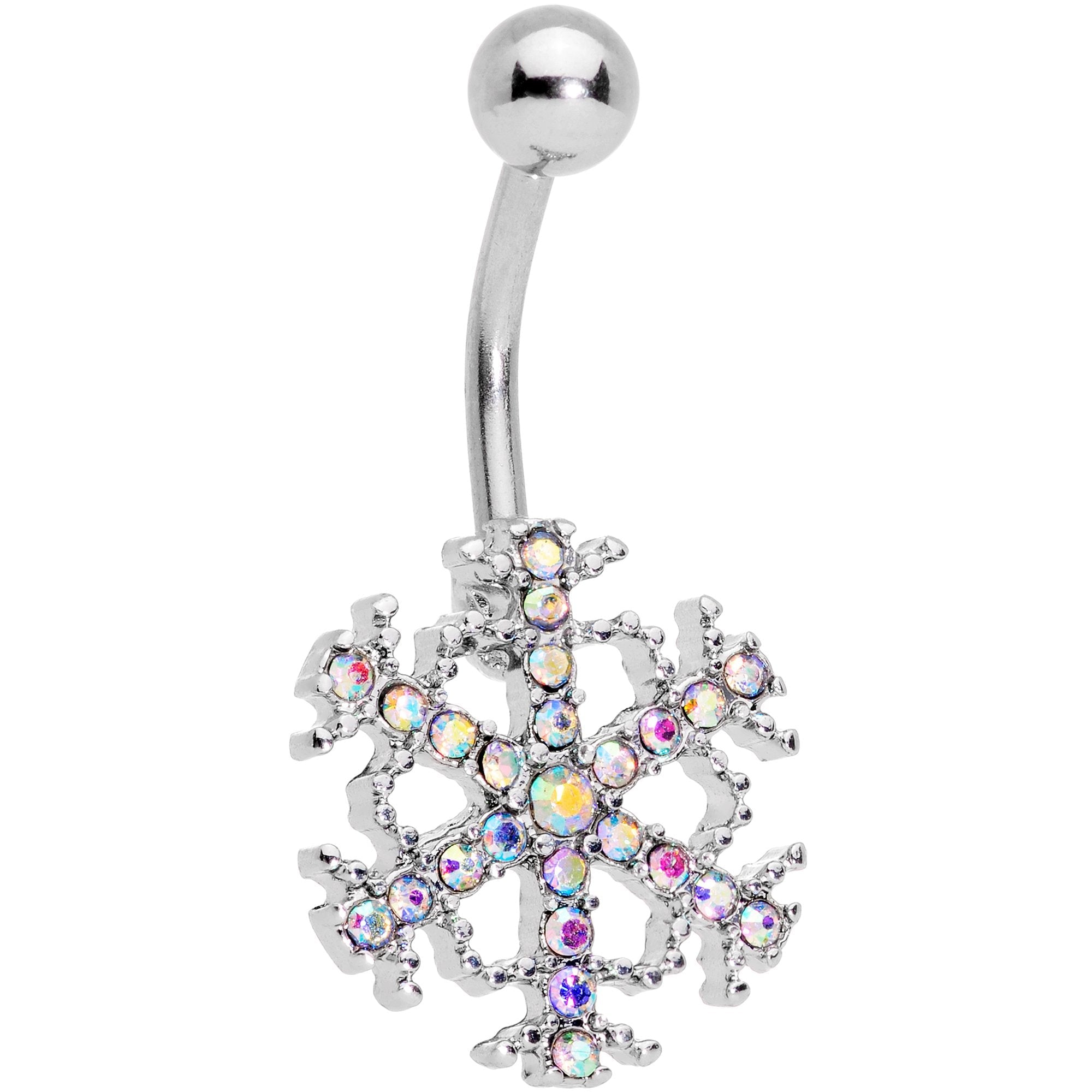 BodyCandy Aurora Gem Splashy Snowflake Belly Ring — main product shot