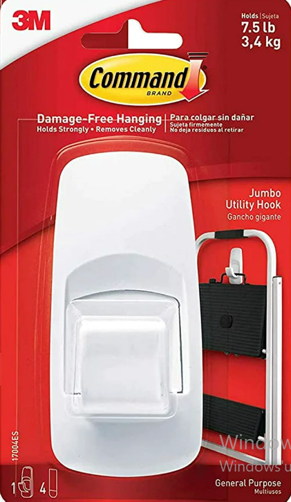 Command  Plastic, White, Jumbo Utility, 1-Hook
