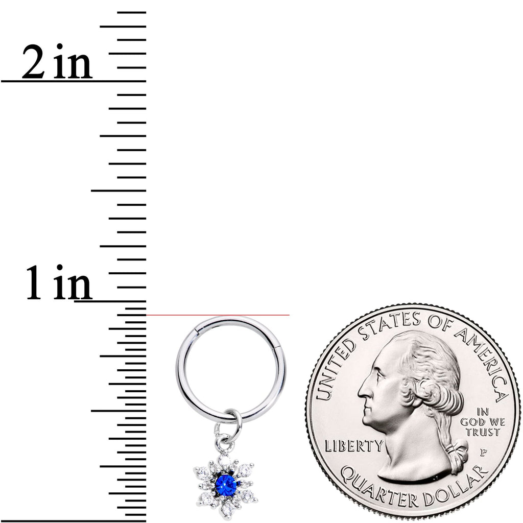 BodyCandy 16G 3/8 Blue Clear Snowflake Hinged Dangle Segment Ring — lifestyle context