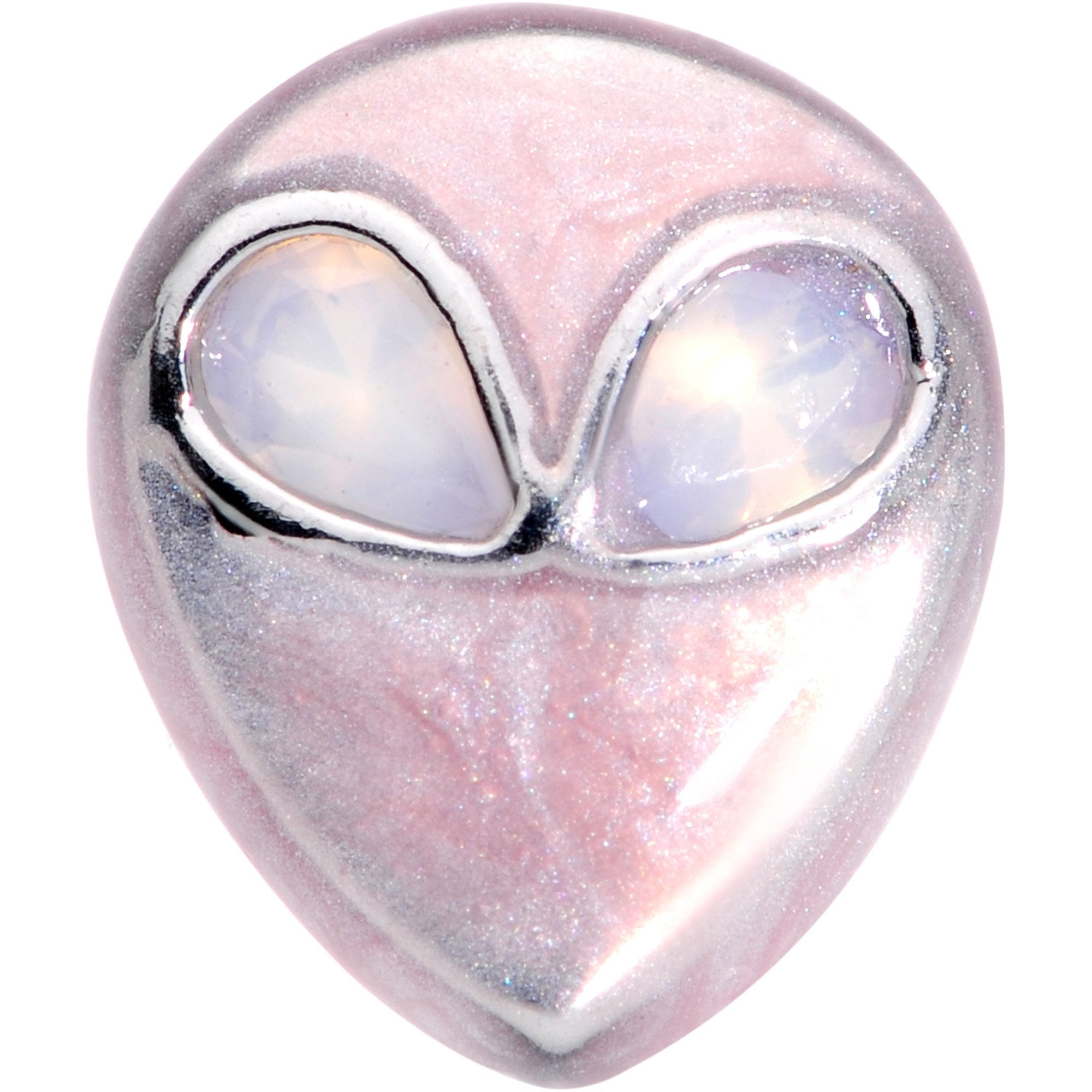 BodyCandy 16G 1/4 White Synthetic Opal Alien Tragus Cartilage Earring — detail and construction