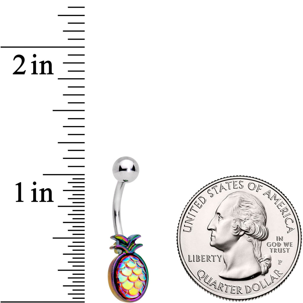 BodyCandy Rainbow Iridescent Dreamy Delicious Pineapple Belly Ring — detail and construction