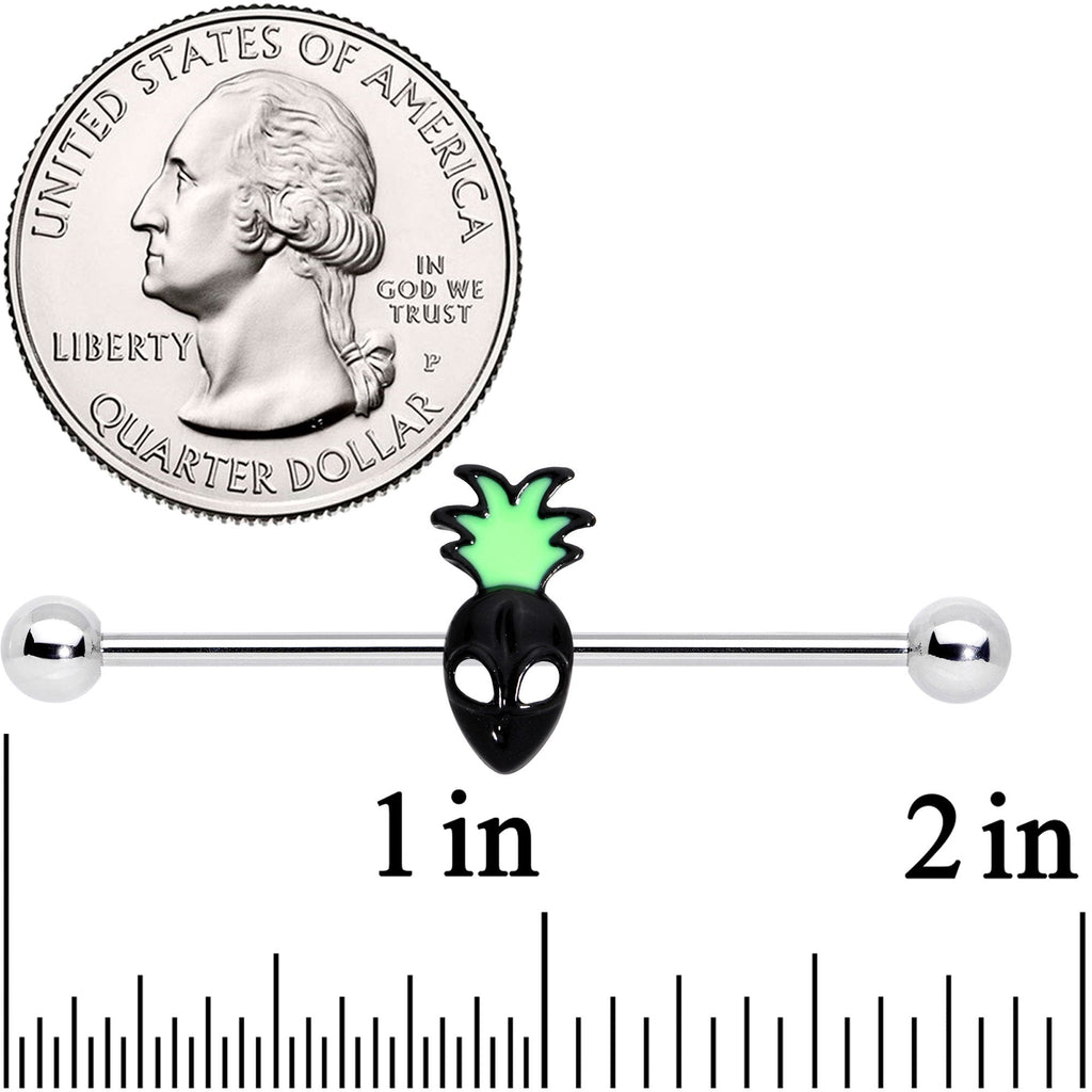 BodyCandy 14G Green Black Sneaky Pineapple Alien 38mm — detail and construction
