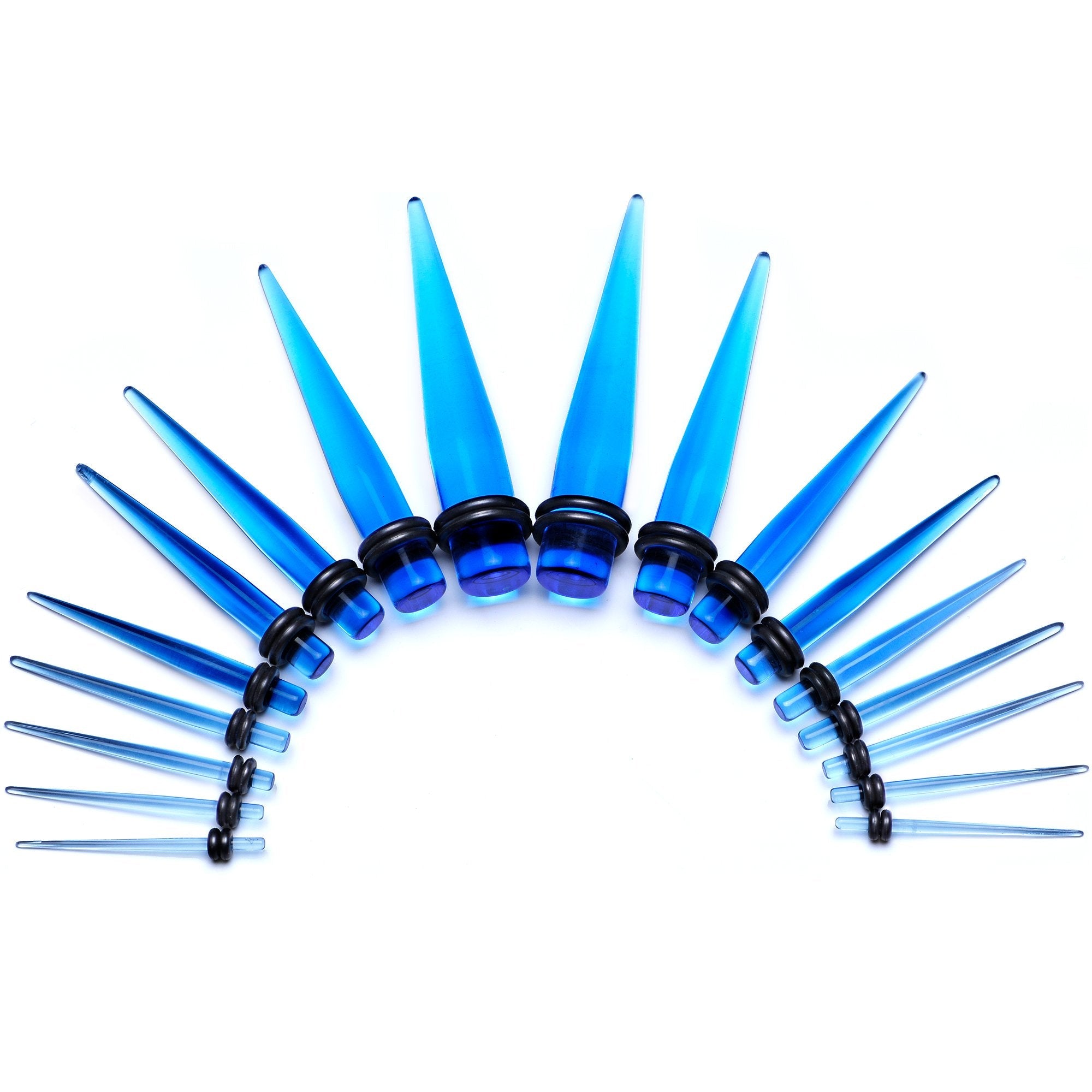 BodyCandy 14 to 00G Light Blue Acrylic Straight Taper 18 Piece Stretching Kit — main product shot
