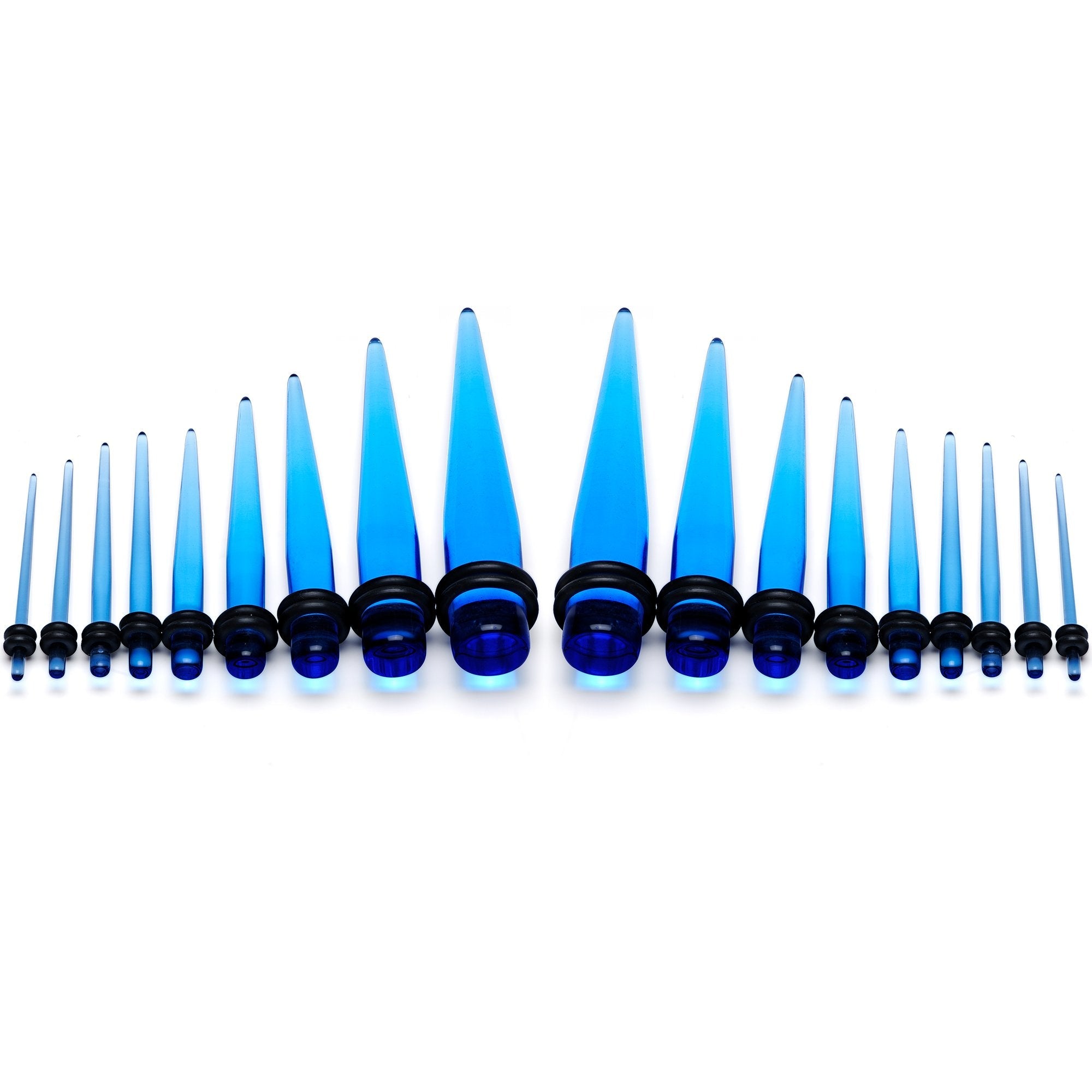 BodyCandy 14 to 00G Light Blue Acrylic Straight Taper 18 Piece Stretching Kit — detail and construction