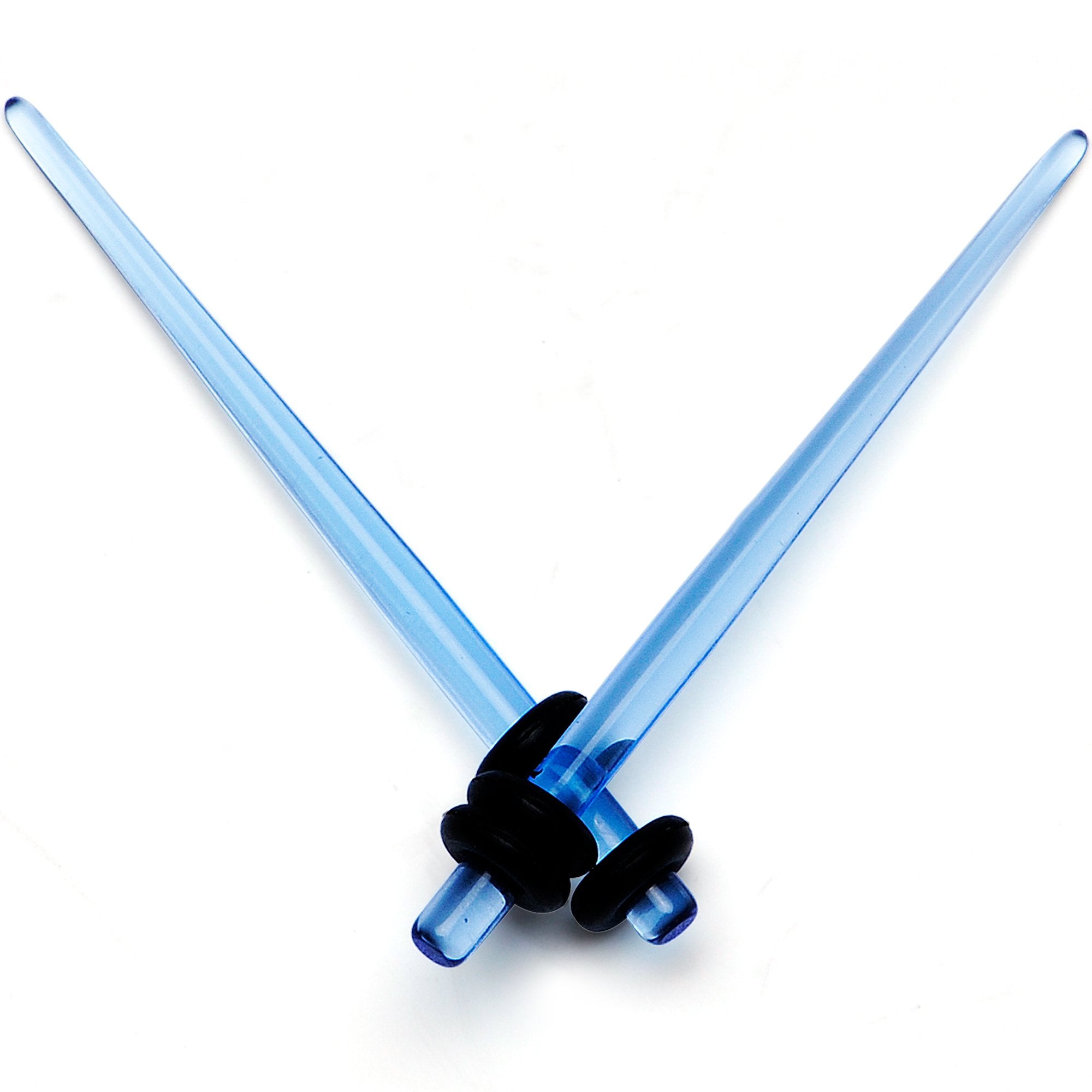 BodyCandy 14 to 00G Light Blue Acrylic Straight Taper 18 Piece Stretching Kit — scale reference