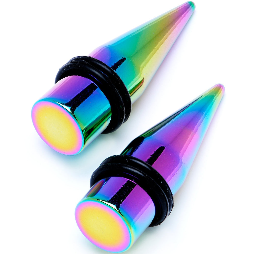 BodyCandy Rainbow PVD Straight Plug and Taper Set Sizes 5mm to 10mm — detail and construction