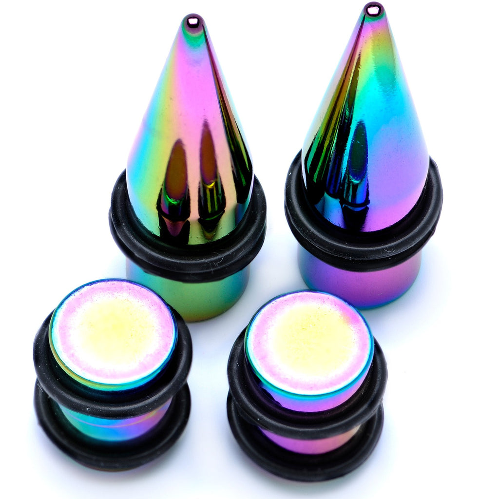 BodyCandy Rainbow PVD Straight Plug and Taper Set Sizes 5mm to 10mm — branding close-up