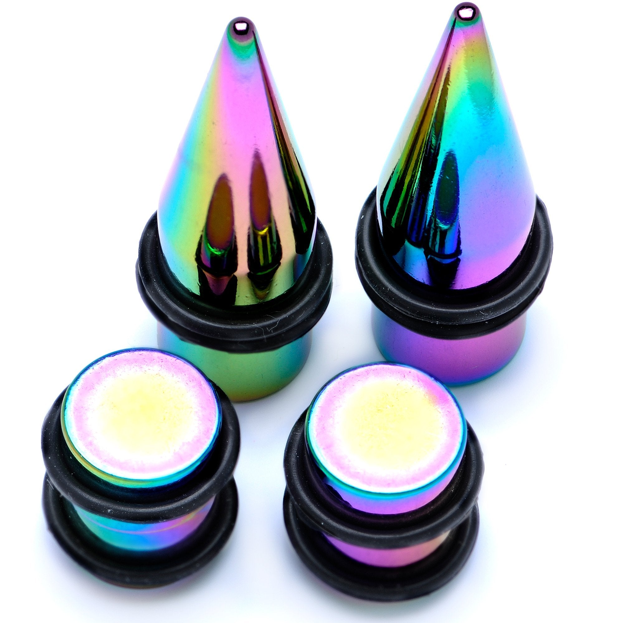 BodyCandy Rainbow PVD Straight Plug and Taper Set Sizes 5mm to 10mm — branding close-up